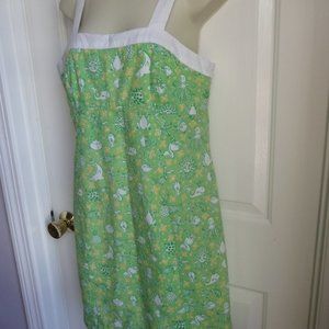 Lilly Pulitzer Summer Dress 12 Green Birds Sea Creatures